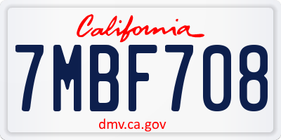 CA license plate 7MBF708