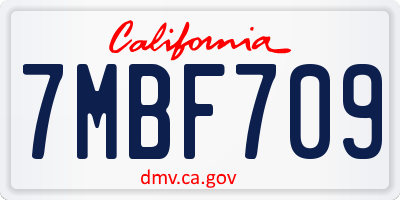 CA license plate 7MBF709