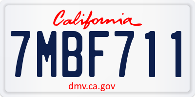CA license plate 7MBF711