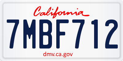 CA license plate 7MBF712