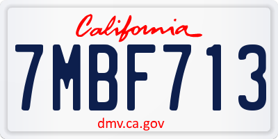 CA license plate 7MBF713