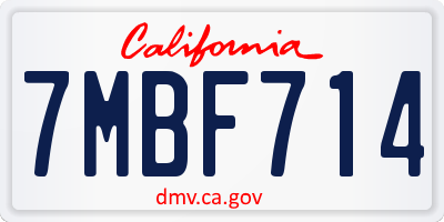 CA license plate 7MBF714