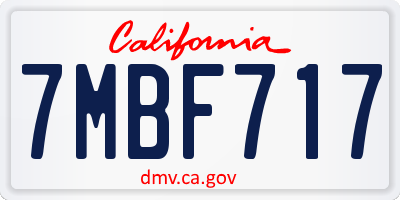 CA license plate 7MBF717