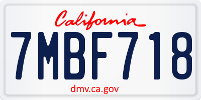 CA license plate 7MBF718