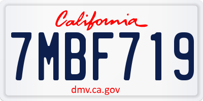 CA license plate 7MBF719