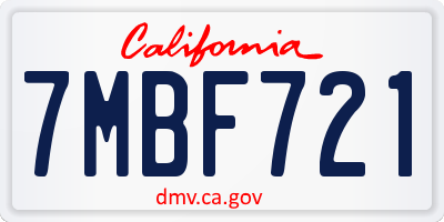 CA license plate 7MBF721