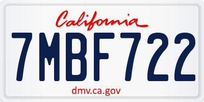 CA license plate 7MBF722