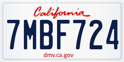 CA license plate 7MBF724