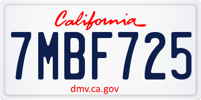 CA license plate 7MBF725