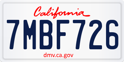 CA license plate 7MBF726