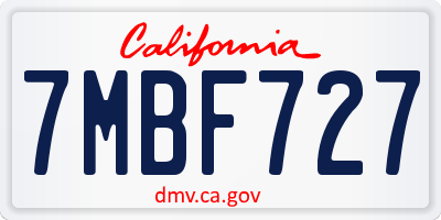 CA license plate 7MBF727