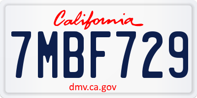 CA license plate 7MBF729