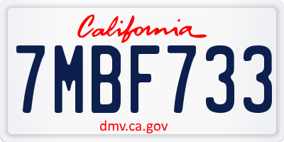CA license plate 7MBF733