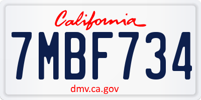 CA license plate 7MBF734
