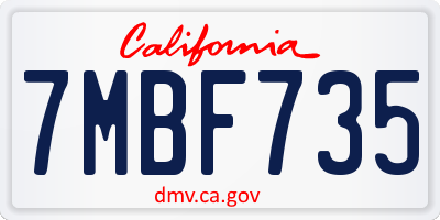 CA license plate 7MBF735