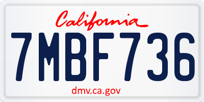 CA license plate 7MBF736