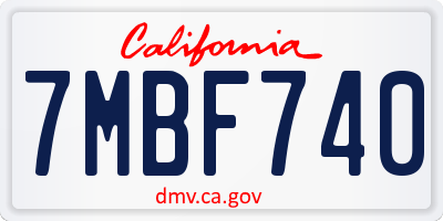 CA license plate 7MBF740