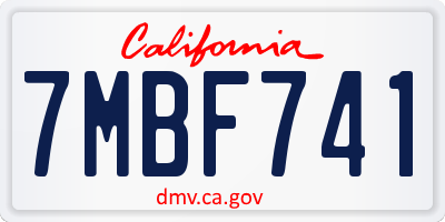 CA license plate 7MBF741
