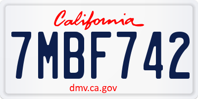 CA license plate 7MBF742