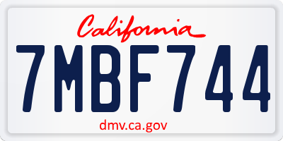 CA license plate 7MBF744