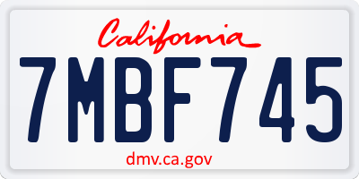 CA license plate 7MBF745
