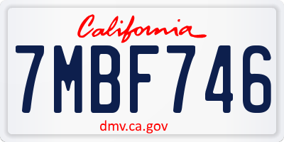 CA license plate 7MBF746