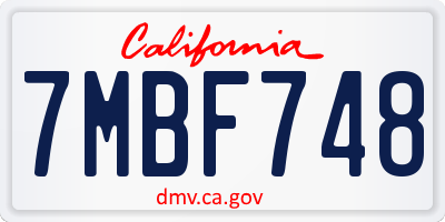 CA license plate 7MBF748