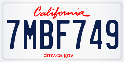 CA license plate 7MBF749