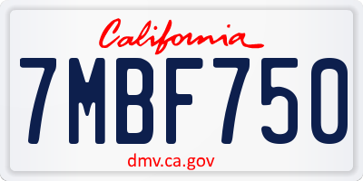 CA license plate 7MBF750