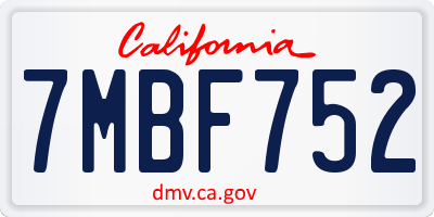 CA license plate 7MBF752