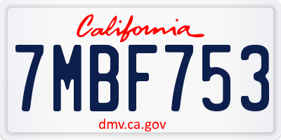 CA license plate 7MBF753