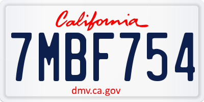 CA license plate 7MBF754