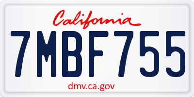 CA license plate 7MBF755