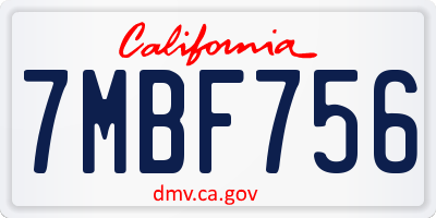CA license plate 7MBF756