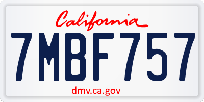 CA license plate 7MBF757