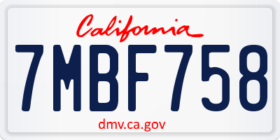 CA license plate 7MBF758