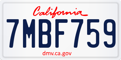 CA license plate 7MBF759