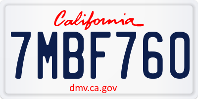 CA license plate 7MBF760