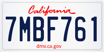 CA license plate 7MBF761