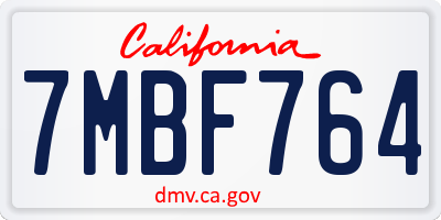 CA license plate 7MBF764