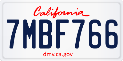 CA license plate 7MBF766