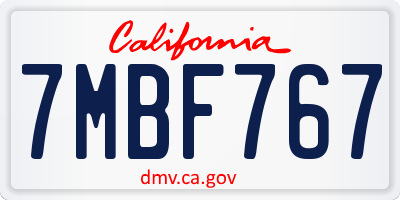 CA license plate 7MBF767
