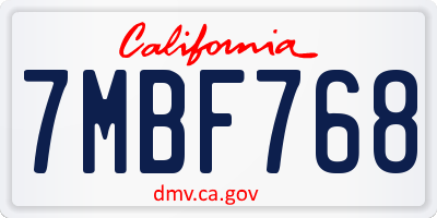 CA license plate 7MBF768