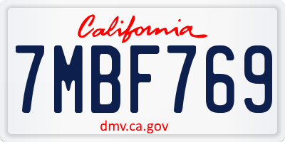 CA license plate 7MBF769