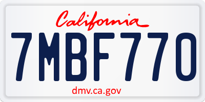 CA license plate 7MBF770