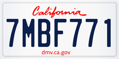 CA license plate 7MBF771
