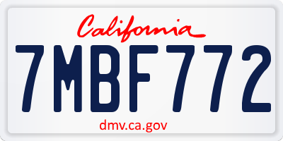 CA license plate 7MBF772