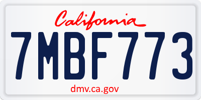 CA license plate 7MBF773