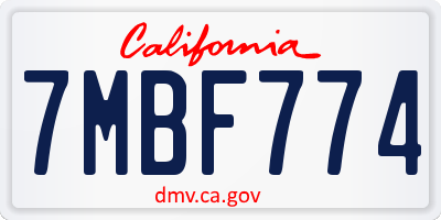 CA license plate 7MBF774