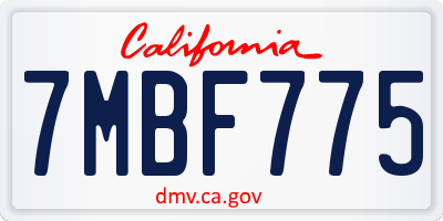 CA license plate 7MBF775